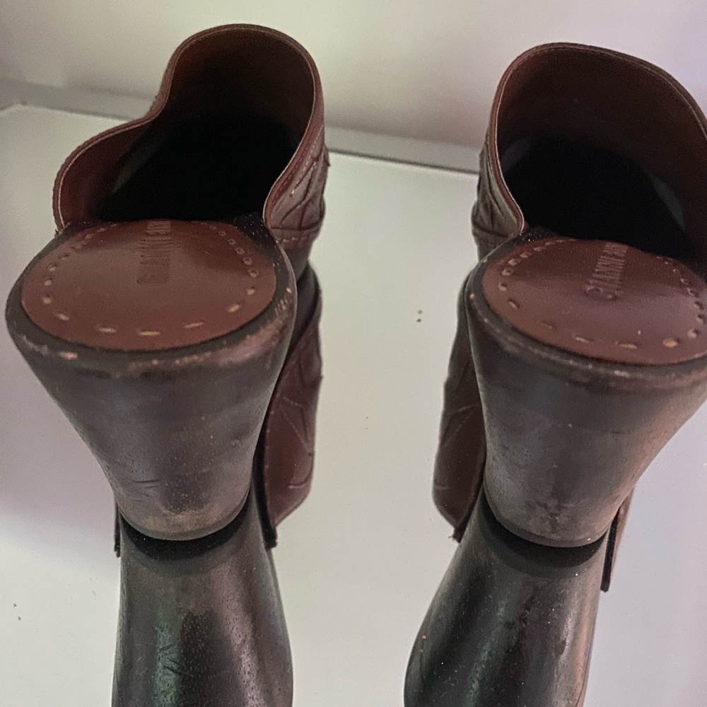 Gianni Bini Brown Heeled Boots with Chunky Heel